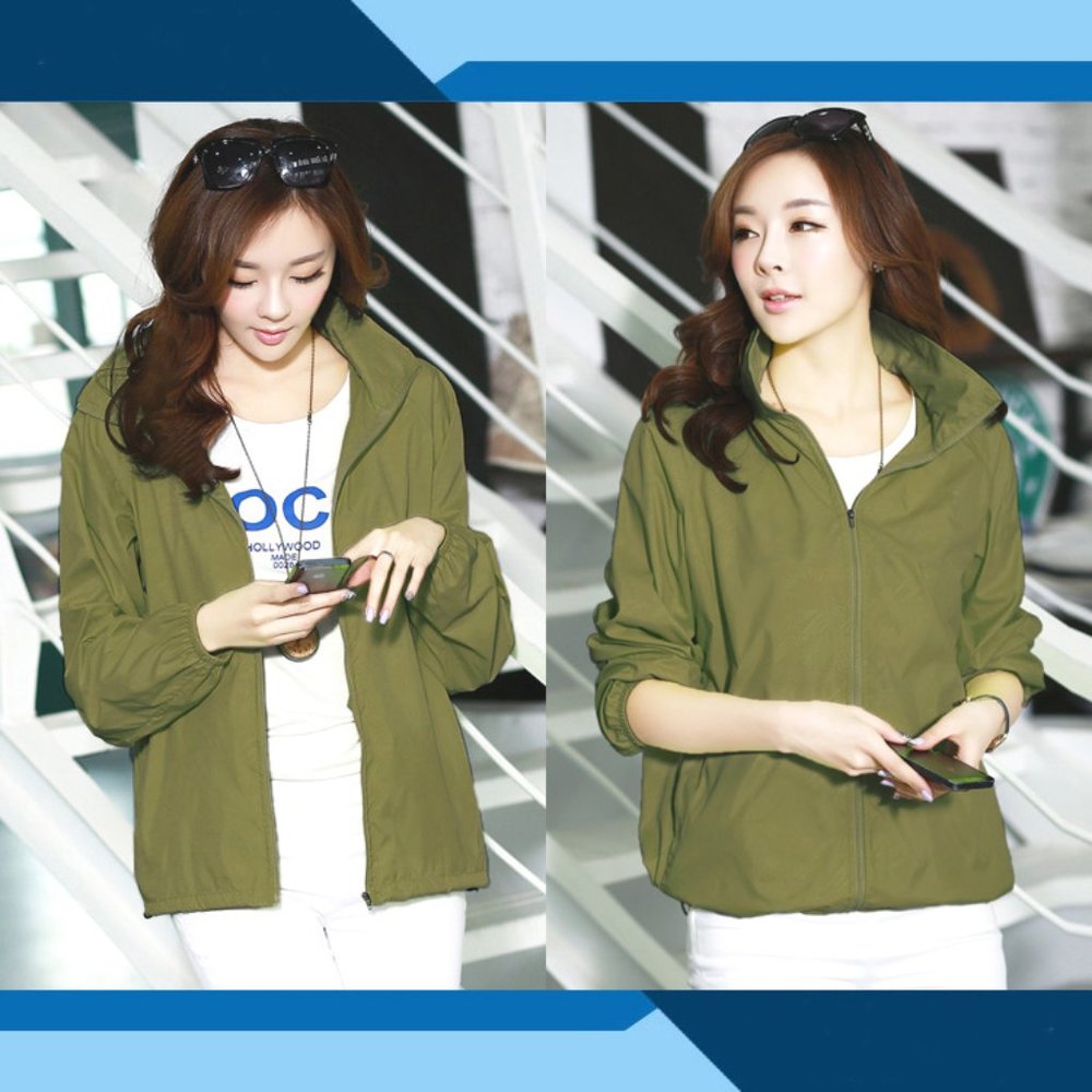 🍉 Green Windbreaker Light Water-Resistant Jacket